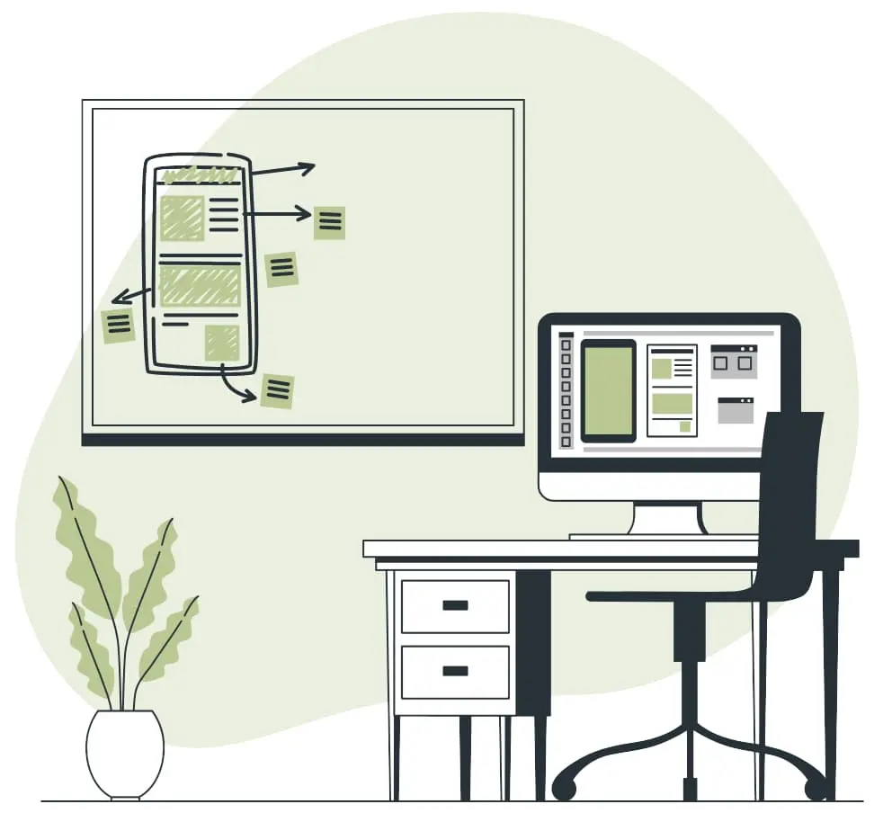 Bureau d'un freelance WordPress qui est en plein de processus de création d'un site web.