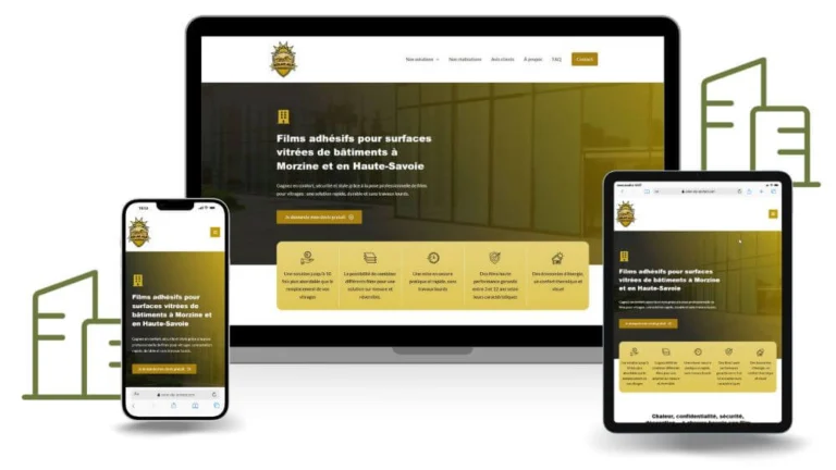 Mockup Responsive Design (ordinateur, tablette, téléphone) du site internet solar-alp-protect.com